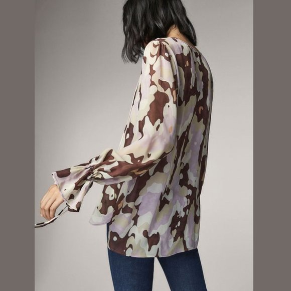 MASSIMO DUTTI V-neck Blouse with Ruffle Trims - Picture 3 of 4